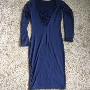 Deep v-neck criss cross dress